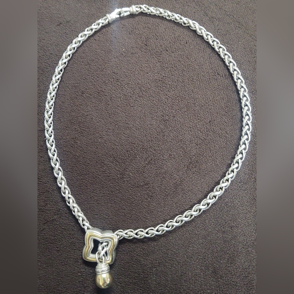 Vintage David Yurman Quatrefoil lariat necklace. W/925 wheat chain.